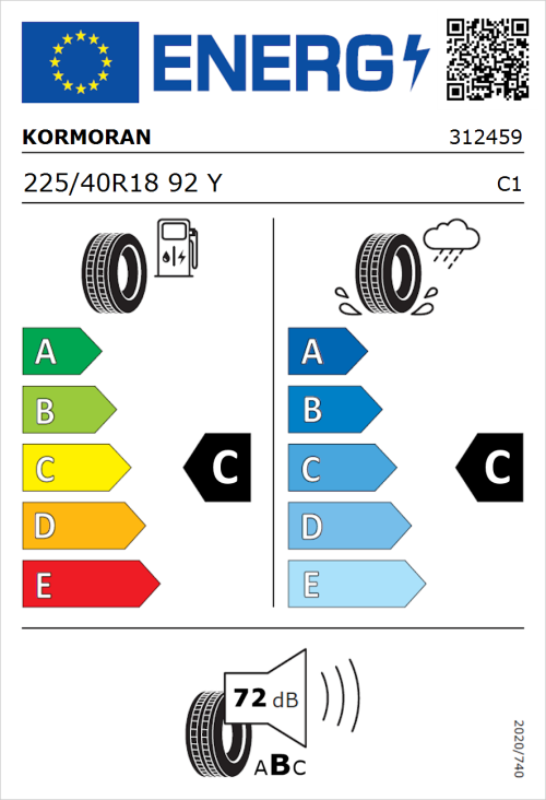 Tyre Label for Kormoran Ultra High Performance 225/40R18 92Y