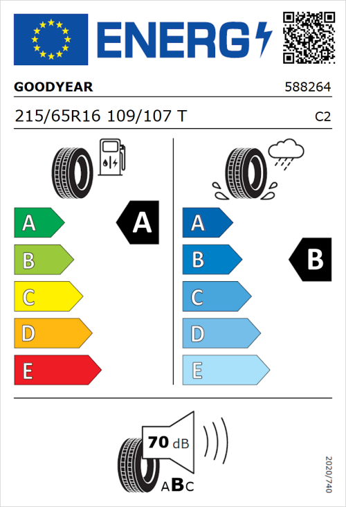 Tyre Label for Goodyear EfficientGrip Compact 2 215/65R16 109/107T